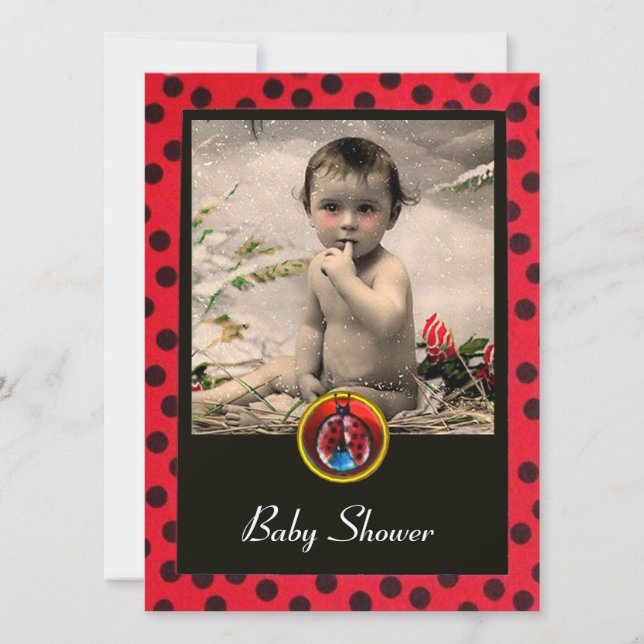 Convite Modelo de Fotografia do Monograma LADYBUG BRANCO V (Frente)