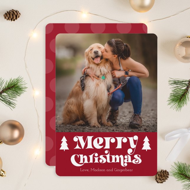 Convite Modelo de Fotografia Minimalista Retrospectiva de  (Retro Simple Merry Christmas Photo Template Card)