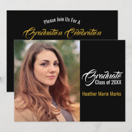 Convite Modelo de Graduação Elegante de Foto Personalizada
