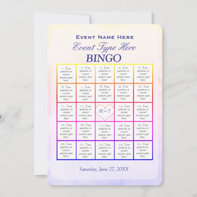 Convite Modelo de Jogo de Bingo (Frente)