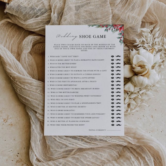 Convite Modelo de Jogo de Calçado de Casamento de Natal, (Christmas Wedding Shoe Game Template, Invitation)