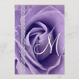 Convite Modelo de Linho de Casamento Rosa Roxo e Renda