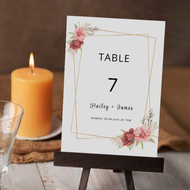 Convite Modelo de mesa rosa (Rose Wedding table card Template)