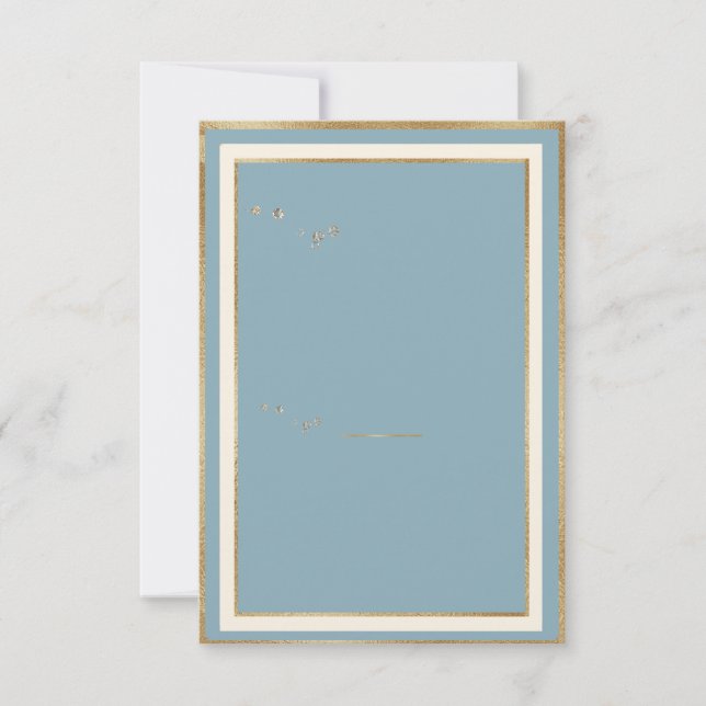Convite Modelo de moldura dourada floral em aquarela azul (Frente)