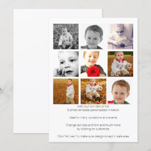Convite Modelo de Nove Fotos Personalizadas
