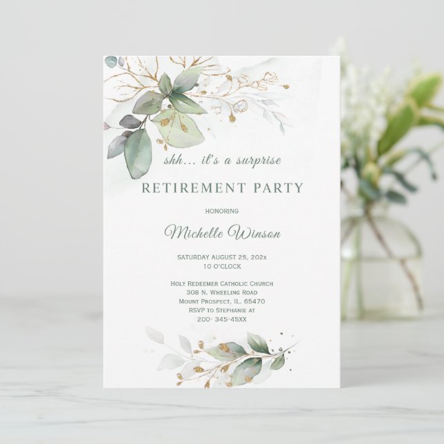 Convite Modelo de Partido de Aposentação Personalizado (Em pé/Frente)