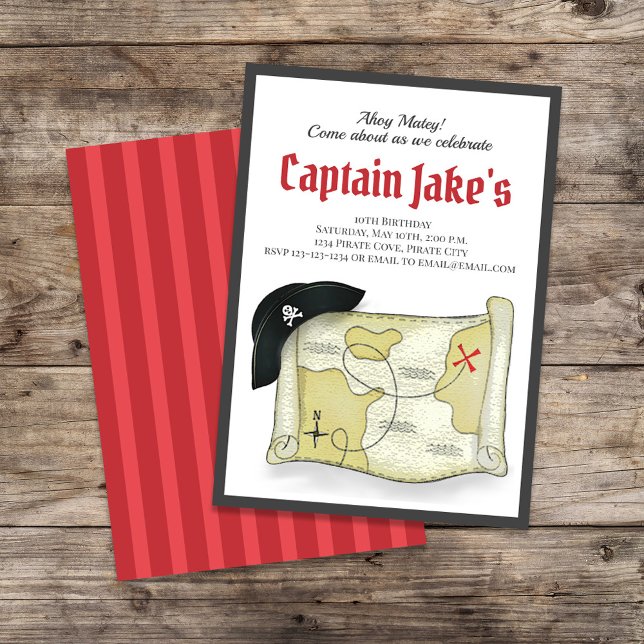 Convite Modelo de Pirata Legal do Partido aniversário de c (Pirate birthday party invitation template. )