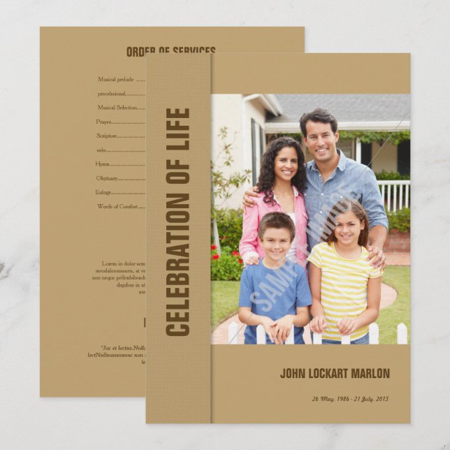 Convite Modelo de placa funerária (Frente/Verso)