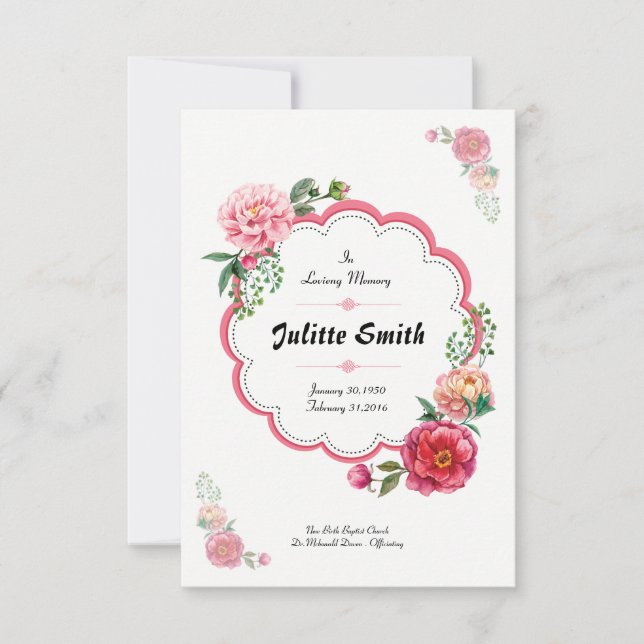 Convite Modelo de placa funerária flutuante (Frente)