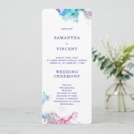 Convite Modelo de Programa de Casamento Turquesa Roxo