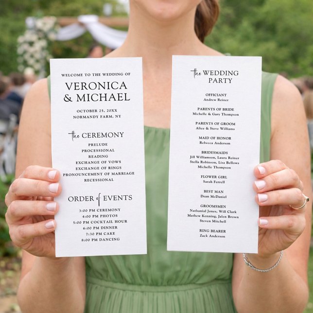 Convite Modelo de Programa de Cerimônia de Casamento Minim (Criador carregado)