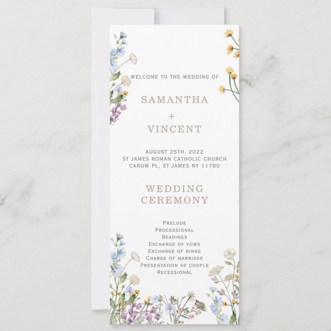 Convite Modelo de Programa Personalizado de Flores Silvest (Frente)