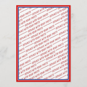 Convite Modelo de Quadro de Fotos Branco Vermelho e Azul