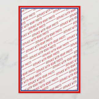 Convite Modelo de Quadro de Fotos Branco Vermelho e Azul