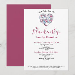 Convite Modelo de Reunião da Família de Árvore de Forma Co