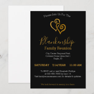 Convite Modelo de Reunião da Família Dourada de Coraçõ