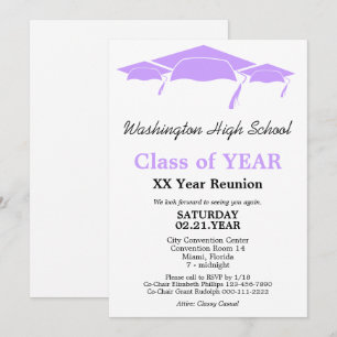 Convite Modelo de Reunião de Classe de Bonés de formatura