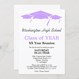 Convite Modelo de Reunião de Classe de Bonés de formatura