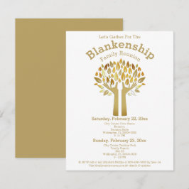 Convite Modelo de reunião de família de folhas de árvore c