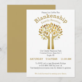 Convite Modelo de reunião de família de folhas de árvore c