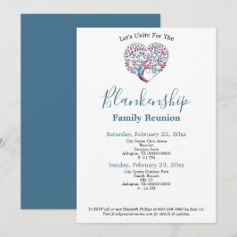 Convite Modelo de Reunião de Família em Árvore em Forma de