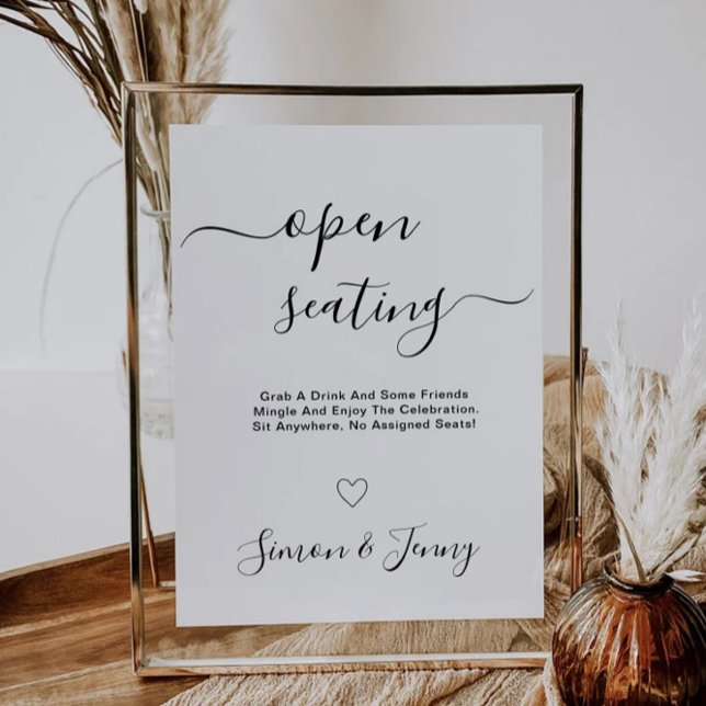 Convite Modelo de Sinal Aberto de Casamento (Wedding Open Seating Sign Template)