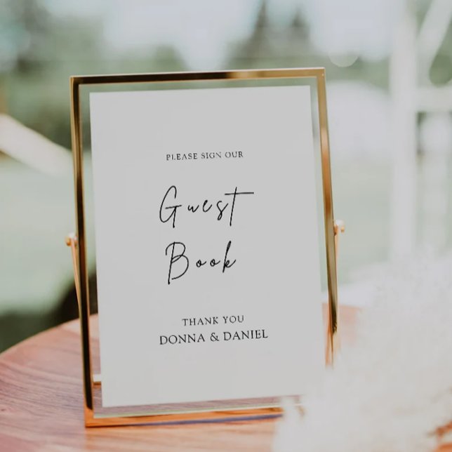 Convite Modelo de Sinal de Livro de Convidado de Casamento (Modern Wedding Guest Book Sign Template)