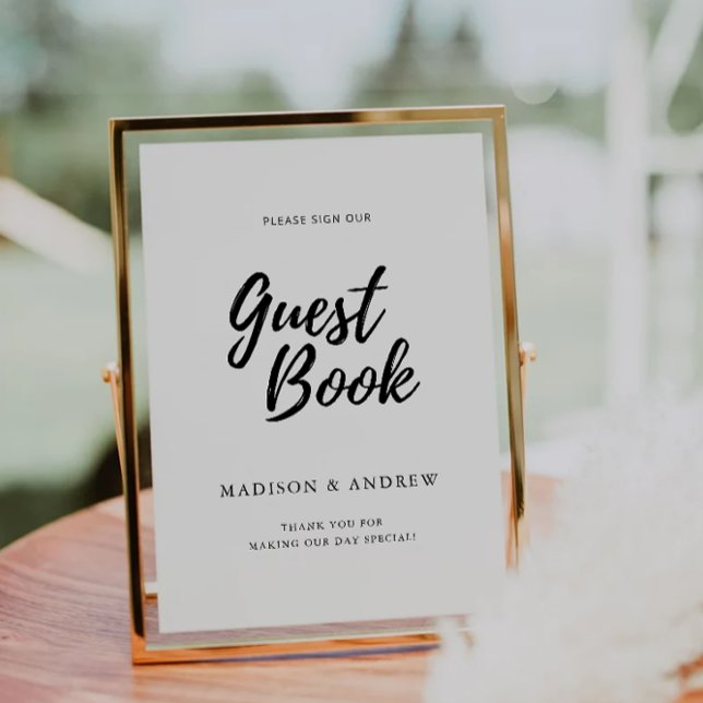 Convite Modelo de Sinal de Livro de Convidado de Casamento (Modern Wedding Guest Book Sign Template)