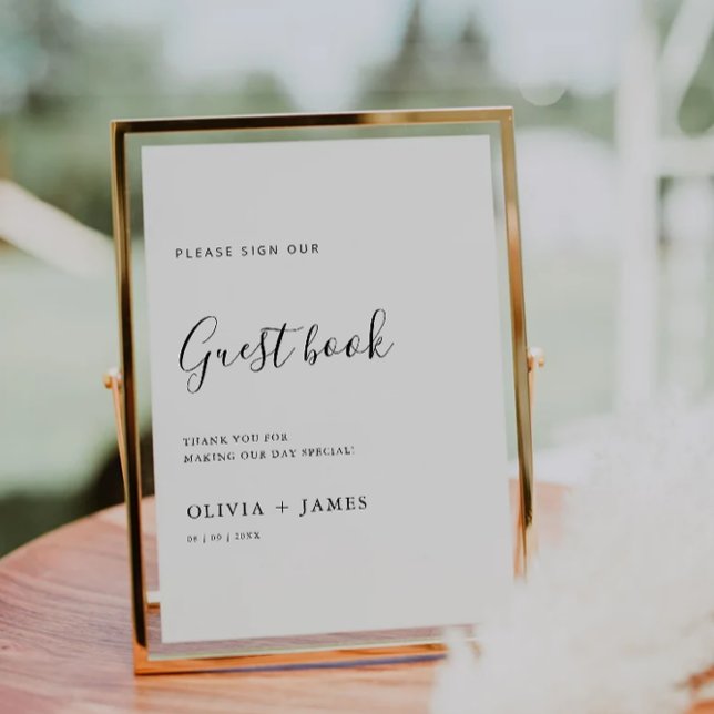 Convite Modelo de Sinal de Livro de Convidado de Casamento (Minimalist Wedding Guest Book Sign Template)
