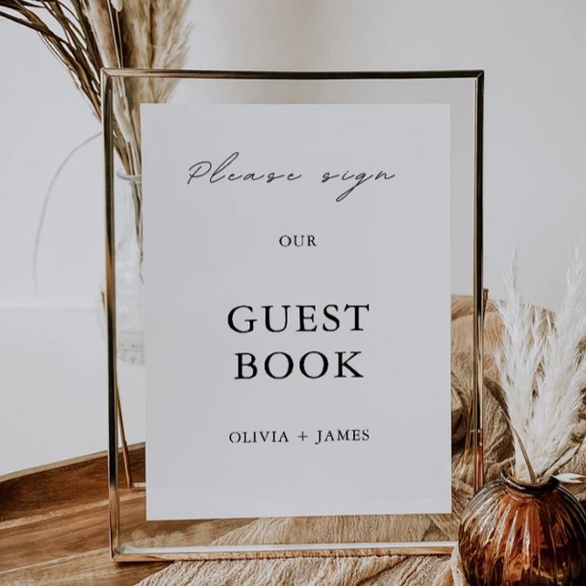 Convite Modelo de Sinal de Livro de Visitas de Casamento M (Minimalist Wedding Guest Book Sign Template)