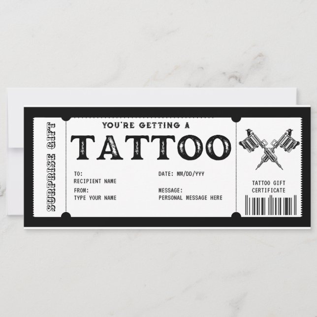 Convite Modelo de Voucher de Presente de Tatuagem Pessoal (Frente)
