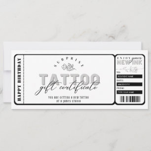 Convite Modelo de voucher de tatuagem pessoal ticket