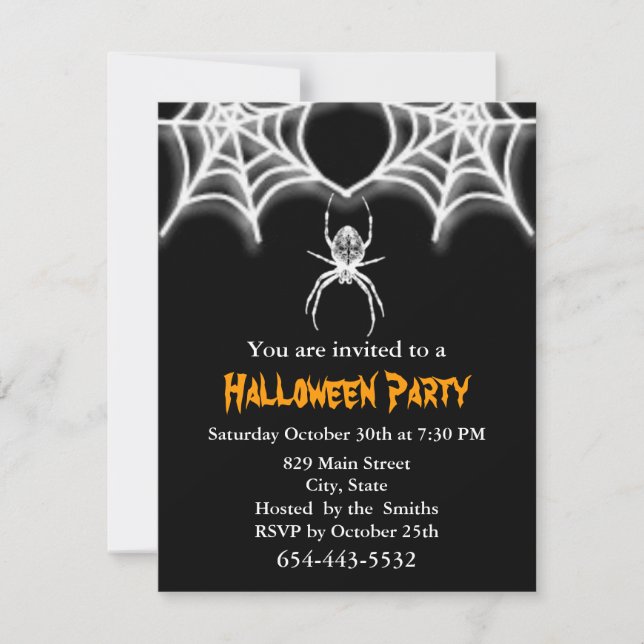 Convite Modelo do Creepy Spider & Web Invitation Card (Frente)