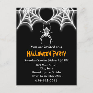 Convite Modelo do Creepy Spider & Web Invitation Card