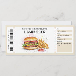 Convite Modelo do Hamburger Gift Voucher de Hamburger Edit