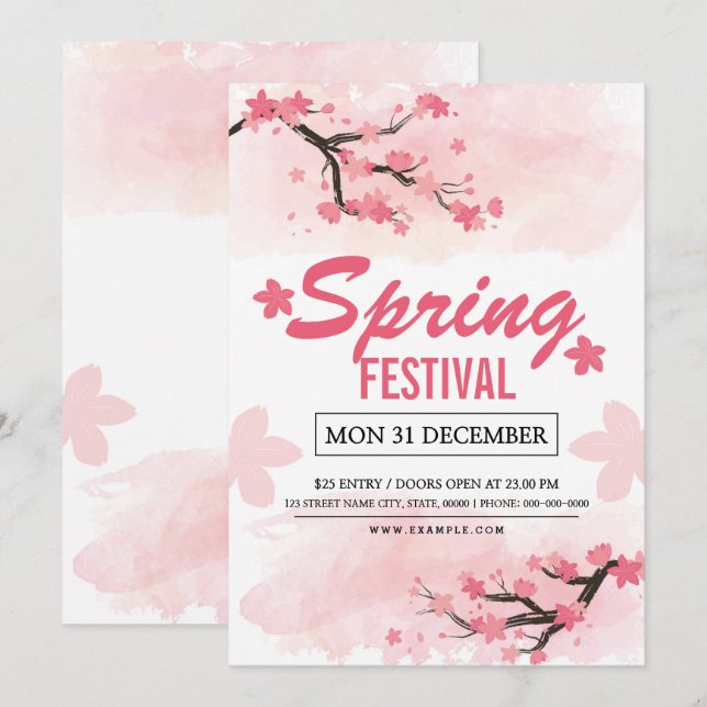 Convite Modelo do insecto do festival de primavera (Frente/Verso)