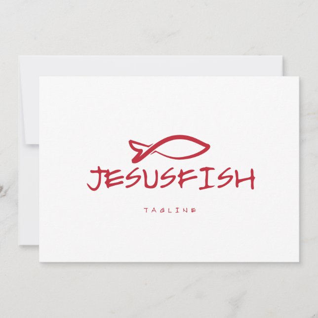 Convite Modelo do logotipo Jesus FISH (Frente)