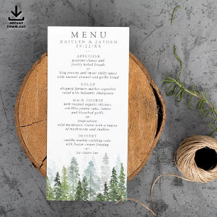 Convite Modelo do Menu Casamento da Floresta de Pinheiros 