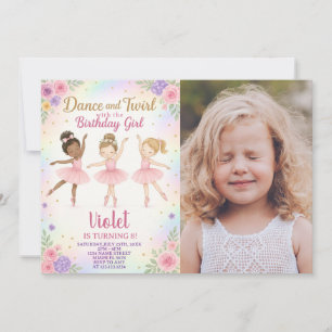 Convite Modelo do Partido de Dança Rosa Editável com fotog