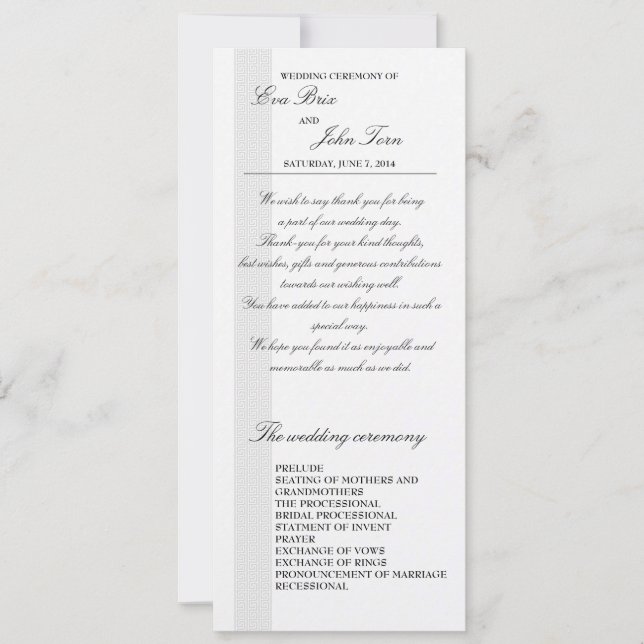 Convite modelo do programa de casamento (Frente)