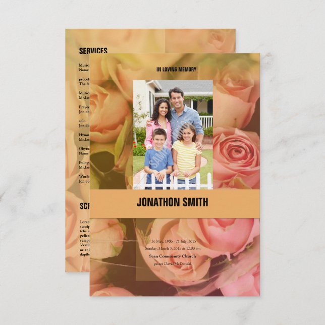 Convite Modelo do Programa Funeral (Frente/Verso)