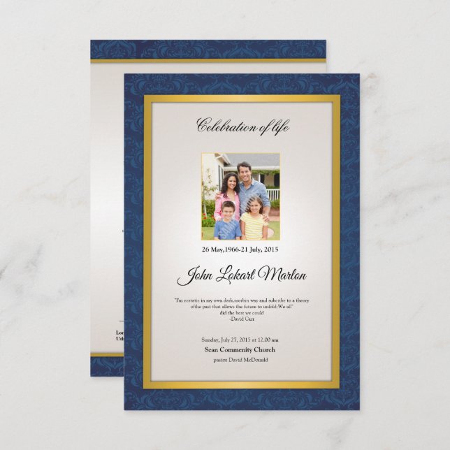 Convite Modelo do Programa Funeral Memorial (Frente/Verso)