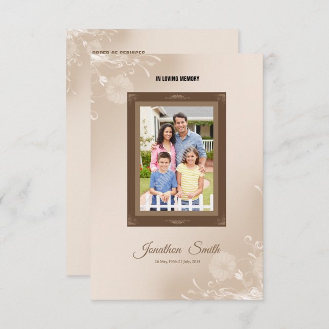 Convite Modelo do Programa Funeral Memorial (Frente/Verso)