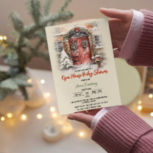 Convite modelo editável de casa aberta de Natal baby showe