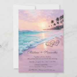 Convite Modelo Editável de Casamento na Praia