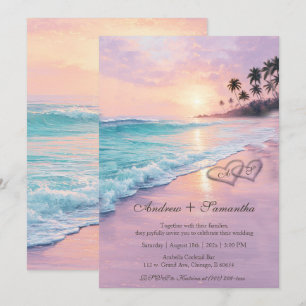 Convite Modelo Editável de Casamento na Praia
