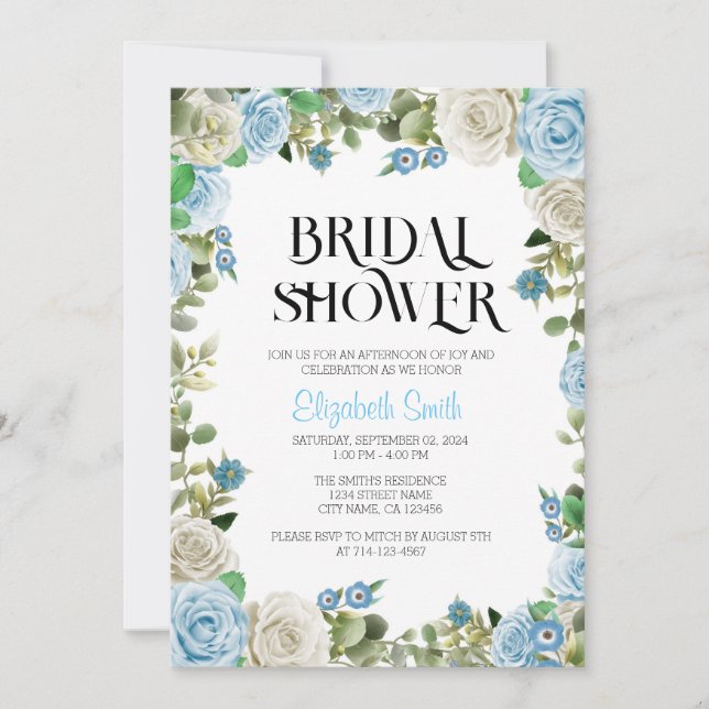 Convite Modelo Floral Azul (Frente)