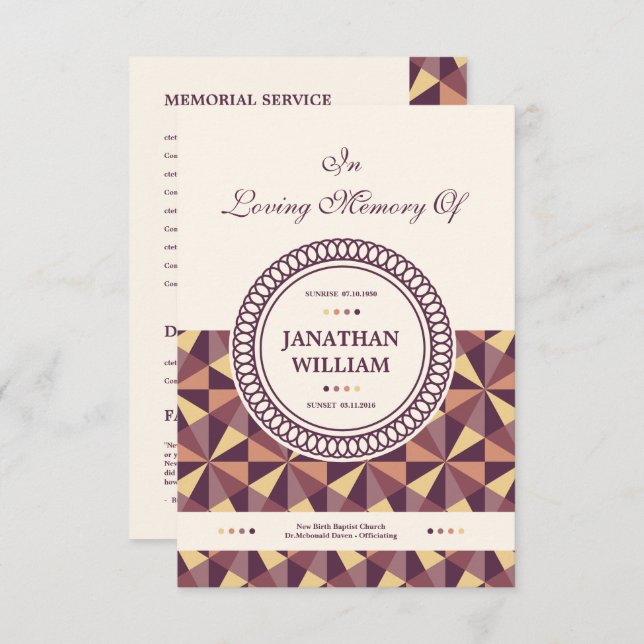 Convite Modelo fúnebre do programa (Frente/Verso)