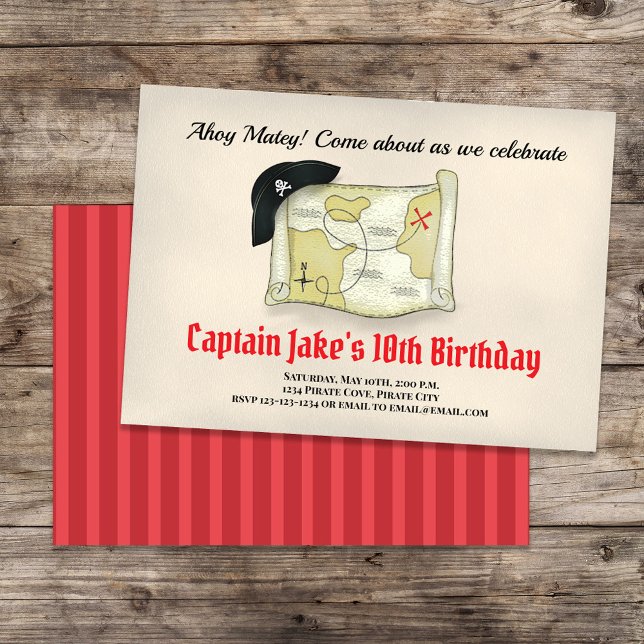 Convite Modelo Legal Pirata do Partido do aniversário de c (Pirate birthday party invitaitons)