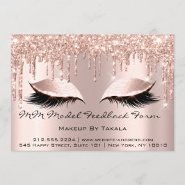 Convite Modelo MM Feedback Formulário Makeup Rosa Esthetic